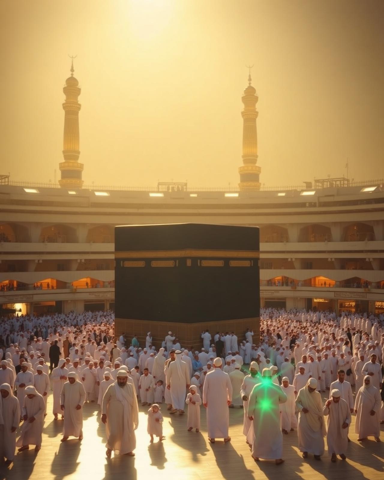 Pilgrims performing tawaf around the Kaaba